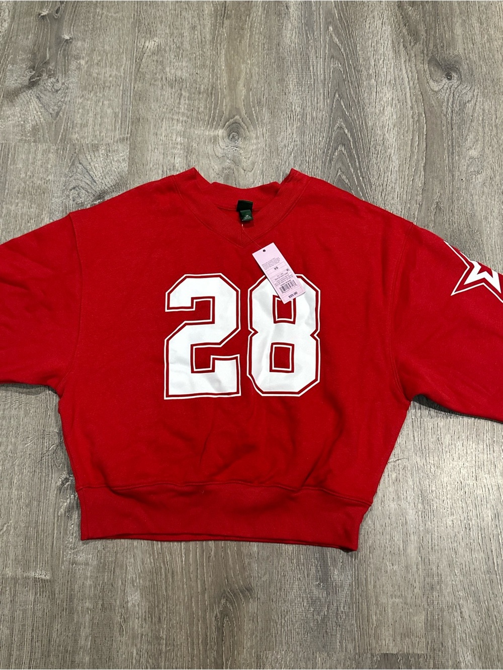 🌼3/$20 wild fable Red V-Neck Sweater with White Number 28